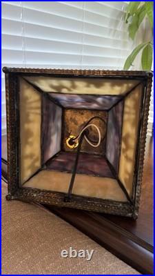 Antique Meyda Arts & Craft Camel Mission Pyramid Egypt Slag Glass 3 Switch Lamp