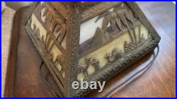Antique Meyda Arts & Craft Camel Mission Pyramid Egypt Slag Glass 3 Switch Lamp Antique Meyda Arts & Craft Camel Mission Pyramid Egypt Slag Glass 3 Switch Lamp