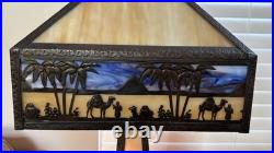 Antique Meyda Arts & Craft Camel Mission Pyramid Egypt Slag Glass 3 Switch Lamp