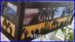 Antique Meyda Arts & Craft Camel Mission Pyramid Egypt Slag Glass 3 Switch Lamp Antique Meyda Arts & Craft Camel Mission Pyramid Egypt Slag Glass 3 Switch Lamp