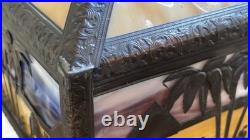 Antique Meyda Arts & Craft Camel Mission Pyramid Egypt Slag Glass 3 Switch Lamp