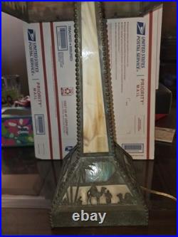 Antique Meyda Arts & Craft Camel Mission Pyramid Egypt Slag Glass Lamp Tiffany