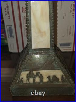 Antique Meyda Arts & Craft Camel Mission Pyramid Egypt Slag Glass Lamp Tiffany Antique Meyda Arts & Craft Camel Mission Pyramid Egypt Slag Glass Lamp Tiffany