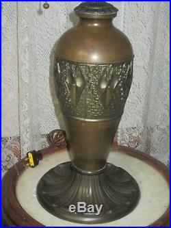 Antique Miller #269 Slag Glass 6 Panel Electric Table Lamp