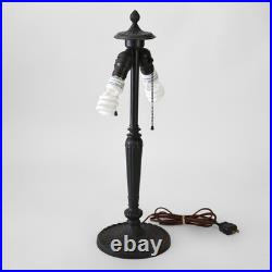 Antique Miller 8-Panel Slag Glass Table Lamp With Foliate Overlay c1920