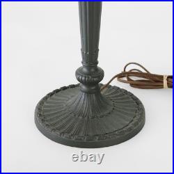 Antique Miller 8-Panel Slag Glass Table Lamp With Foliate Overlay c1920