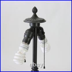 Antique Miller 8-Panel Slag Glass Table Lamp With Foliate Overlay c1920