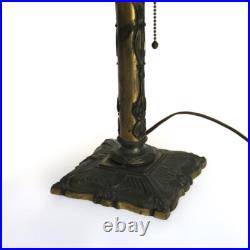 Antique Miller Arts & Crafts Mission Four Panel Slag Glass Table Lamp C1920 Antique Miller Arts & Crafts Mission Four Panel Slag Glass Table Lamp C1920