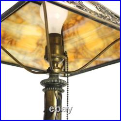 Antique Miller Arts & Crafts Mission Four Panel Slag Glass Table Lamp C1920 Antique Miller Arts & Crafts Mission Four Panel Slag Glass Table Lamp C1920