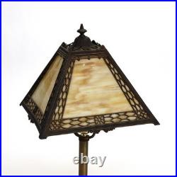 Antique Miller Arts & Crafts Slag Glass Table Lamp Signed C1920