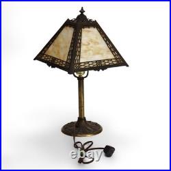 Antique Miller Arts & Crafts Slag Glass Table Lamp Signed C1920
