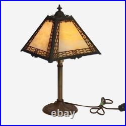 Antique Miller Arts & Crafts Slag Glass Table Lamp Signed C1920