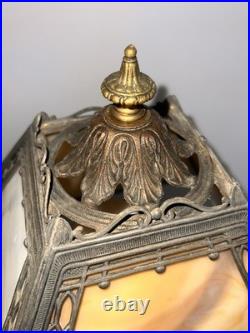 Antique Miller Arts & Crafts Slag Glass Table Lamp Signed C1920