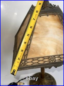 Antique Miller Arts & Crafts Slag Glass Table Lamp Signed C1920