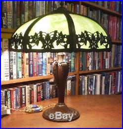 Antique Miller Bent Green Slag Glass Lamp Bradley & Hubbard Handel Styles