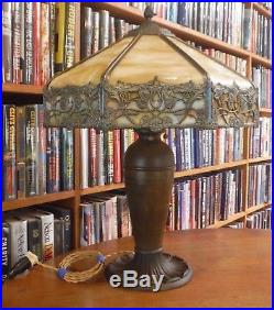 Antique Miller Bent Slag Glass Lamp Bradley & Hubbard, Handel, Empire Style