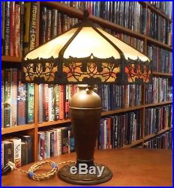 Antique Miller Bent Slag Glass Lamp Bradley & Hubbard, Handel, Empire Style