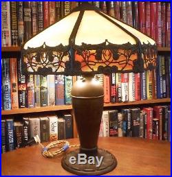 Antique Miller Bent Slag Glass Lamp Bradley & Hubbard, Handel, Empire Style
