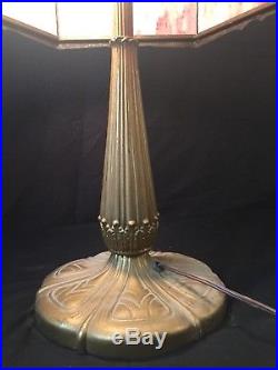 Antique Miller Bent Slag Glass Lamp Bradley & Hubbard, Handel, Empire Style