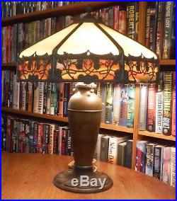 Antique Miller Bent Slag Glass Lamp Bradley & Hubbard, Handel, Empire Style