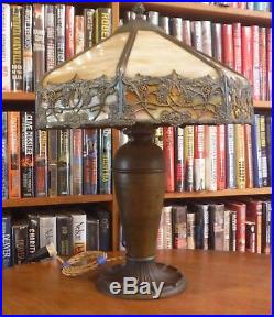 Antique Miller Bent Slag Glass Lamp Bradley & Hubbard, Handel, Empire Style