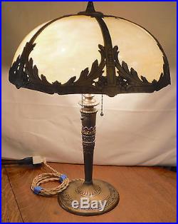 Antique Miller Bent Slag Glass Lamp Bradley & Hubbard Pittsburgh Empire Styles
