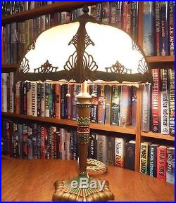 Antique Miller Bent Slag Glass Lamp Bradley & Hubbard Pittsburgh Handel Styles