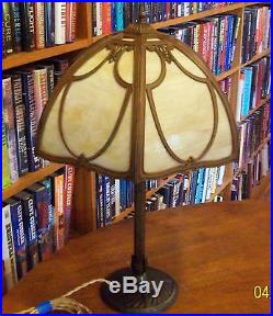 Antique Miller Bent Slag Glass Lamp Bradley & Hubbard Pittsburgh Styles