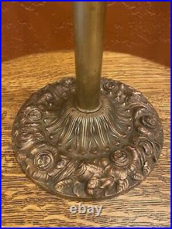Antique Miller Brass Lamp For Slag Leaded Stained Glass Shade Handel Tiffany Era