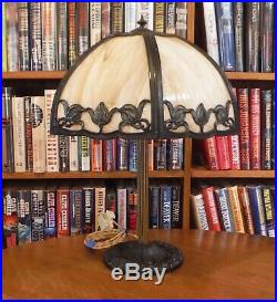 Antique Miller Co. Bent Slag Glass Lamp Bradley & Hubbard Handel Empire styles