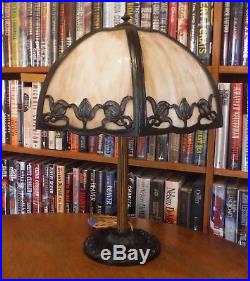 Antique Miller Co. Bent Slag Glass Lamp Bradley & Hubbard Handel Empire styles