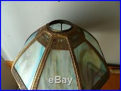 Antique Miller Co. Matching Lamp 8 panel 20.5 x 18 Slag glass Overlay Shade