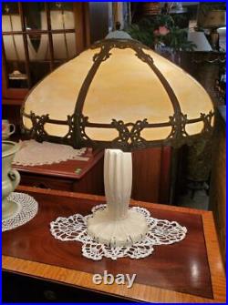 Antique Miller Lamp Art Nouveau Slag Glass Lamp Beautiful
