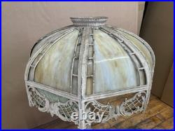 Antique Miller Lamp Co #234 Slag Glass Table Lamp Cast Metal 23 Art Nouveau