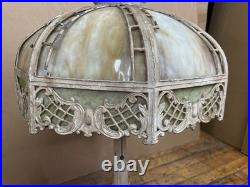 Antique Miller Lamp Co #234 Slag Glass Table Lamp Cast Metal 23 Art Nouveau
