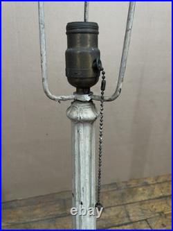 Antique Miller Lamp Co #234 Slag Glass Table Lamp Cast Metal 23 Art Nouveau