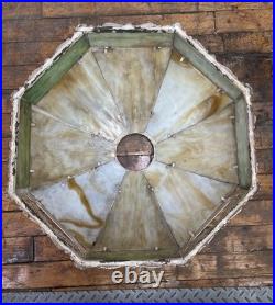 Antique Miller Lamp Co #234 Slag Glass Table Lamp Cast Metal 23 Art Nouveau