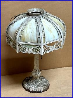 Antique Miller Lamp Co #234 Slag Glass Table Light 23 Size Cast Metal