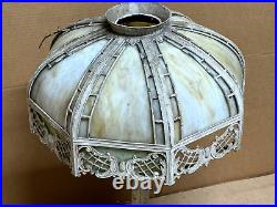 Antique Miller Lamp Co #234 Slag Glass Table Light 23 Size Cast Metal