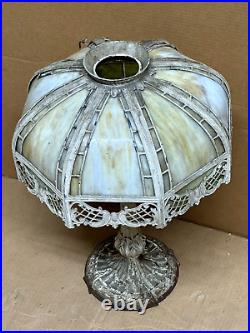 Antique Miller Lamp Co #234 Slag Glass Table Light 23 Size Cast Metal