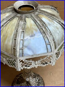 Antique Miller Lamp Co #234 Slag Glass Table Light 23 Size Cast Metal Antique Miller Lamp Co #234 Slag Glass Table Light 23 Size Cast Metal