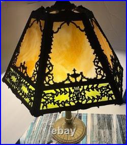Antique Miller Lamp Company Slag Glass Table Lamp Early 1900's ORNATE