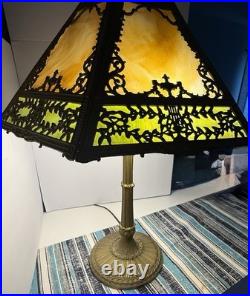 Antique Miller Lamp Company Slag Glass Table Lamp Early 1900's ORNATE