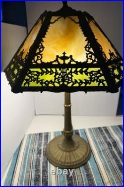 Antique Miller Lamp Company Slag Glass Table Lamp Early 1900's ORNATE