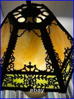 Antique Miller Lamp Company Slag Glass Table Lamp Early 1900's ORNATE
