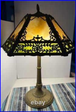 Antique Miller Lamp Company Slag Glass Table Lamp Early 1900's ORNATE