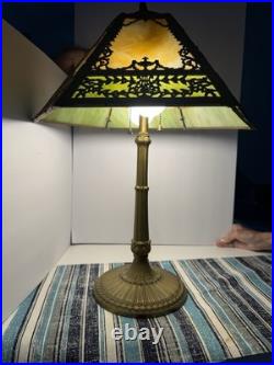 Antique Miller Lamp Company Slag Glass Table Lamp Early 1900's ORNATE