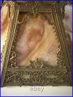 Antique Miller Lamp Company Slag Glass Table Lamp Early 1900's ORNATE