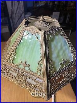 Antique Miller Lighting Company 12 Panel Slag Glass Shade Lamp ML CO 233
