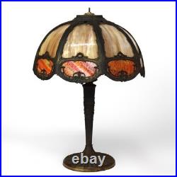 Antique Miller School Arts & Crafts Two Tone Slag Glass Table Lamp C1920 Antique Miller School Arts & Crafts Two Tone Slag Glass Table Lamp C1920